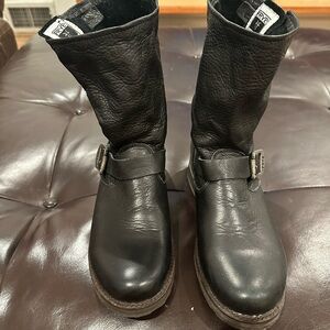 Frye slouchy leather boots; style 76509 black soft leather